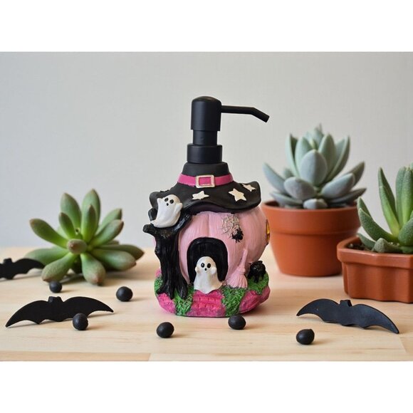New Pink Pumpkin Spooky House Halloween Soap Dispenser Spooky Decoration - Picture 1 of 3